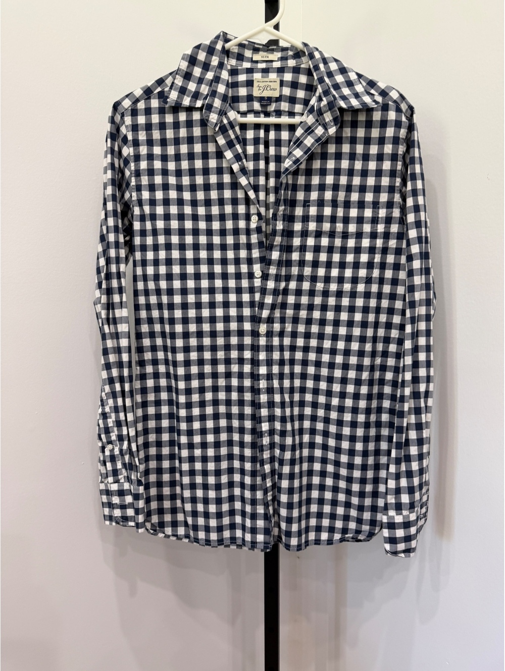 J.Crew Slim Fit Navy and White Checkered Cotton Shirt Size S
